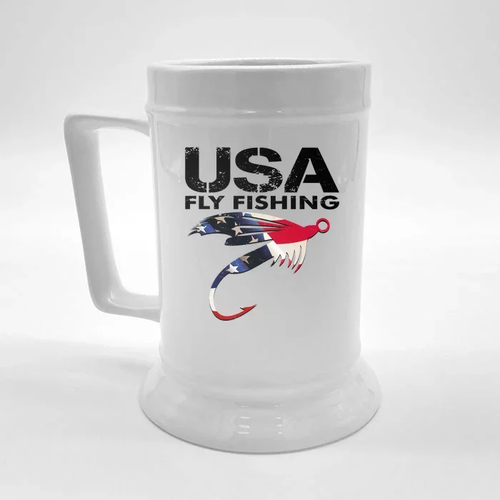 USA Fly Fishing Sport Fishing Fan Front & Back Beer Stein