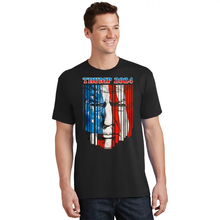 US Flag Face Trump 2024 Vintage Donald Trump 4th Of July T-Shirt