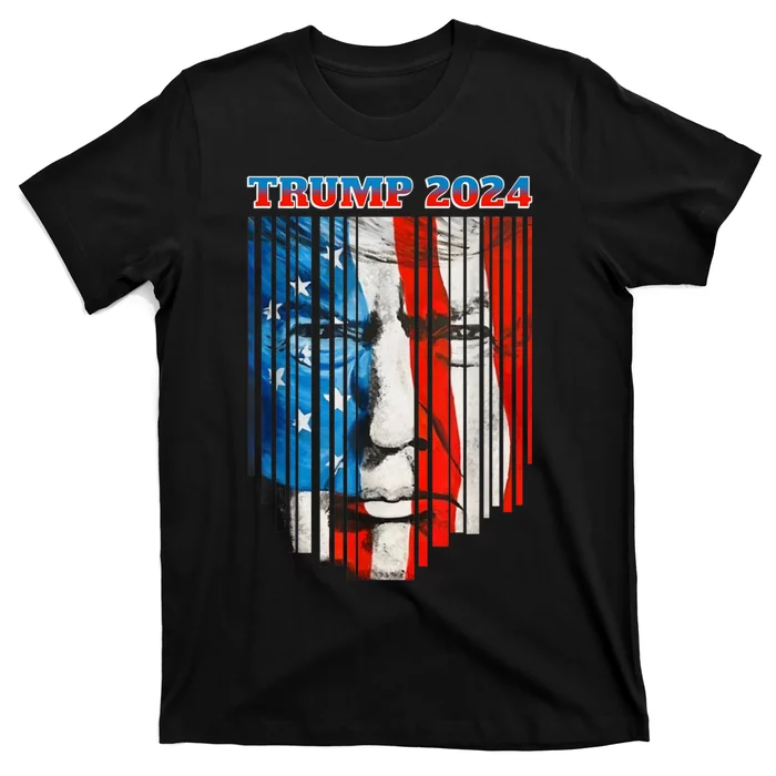 US Flag Face Trump 2024 Vintage Donald Trump 4th Of July T-Shirt