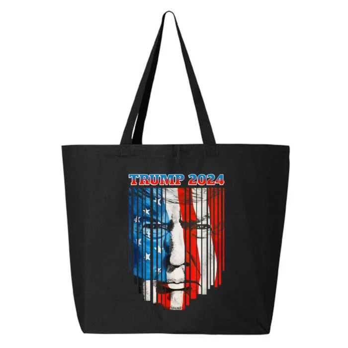 US Flag Face Trump 2024 Vintage Donald Trump 4th Of July 25L Jumbo Tote