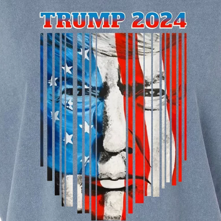 US Flag Face Trump 2024 Vintage Donald Trump 4th Of July Garment-Dyed Women's Muscle Tee