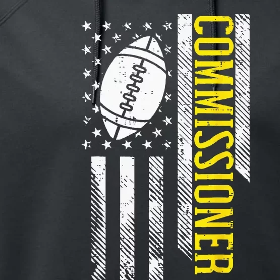 US Flag Fantasy Football Commissioner Commish FFL Patriotic Performance Fleece Hoodie