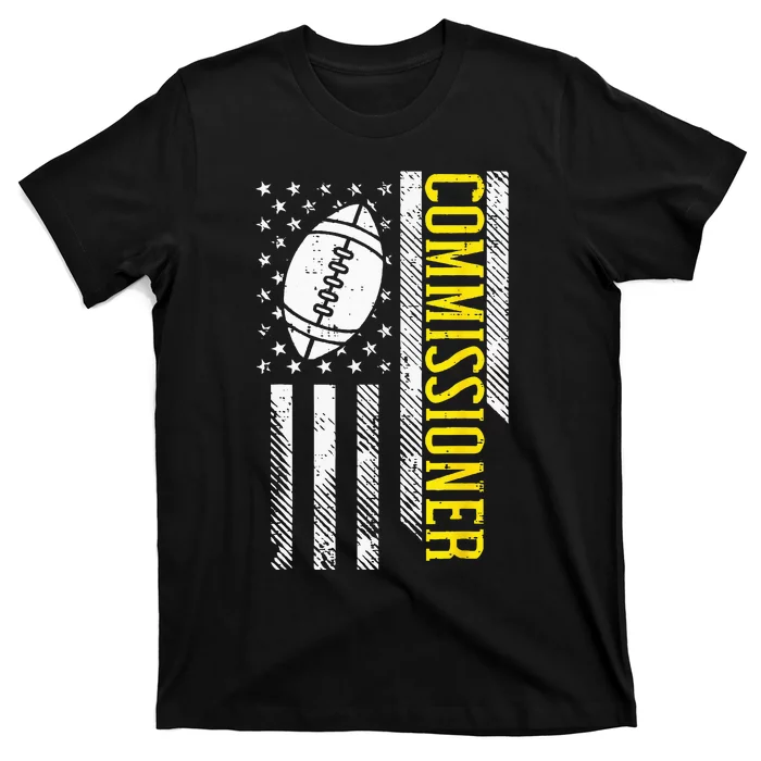 US Flag Fantasy Football Commissioner Commish FFL Patriotic T-Shirt