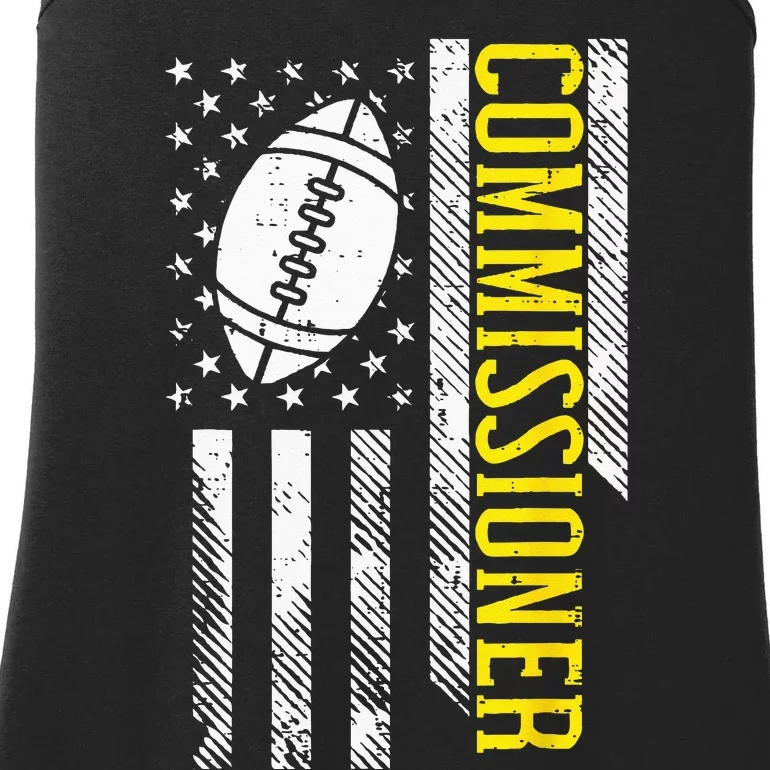 US Flag Fantasy Football Commissioner Commish FFL Patriotic Ladies Essential Tank