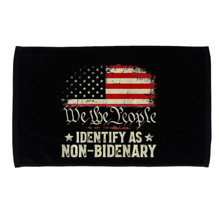 USA Flag Funny Biden I Identify As Non-Bidenary Microfiber Hand Towel