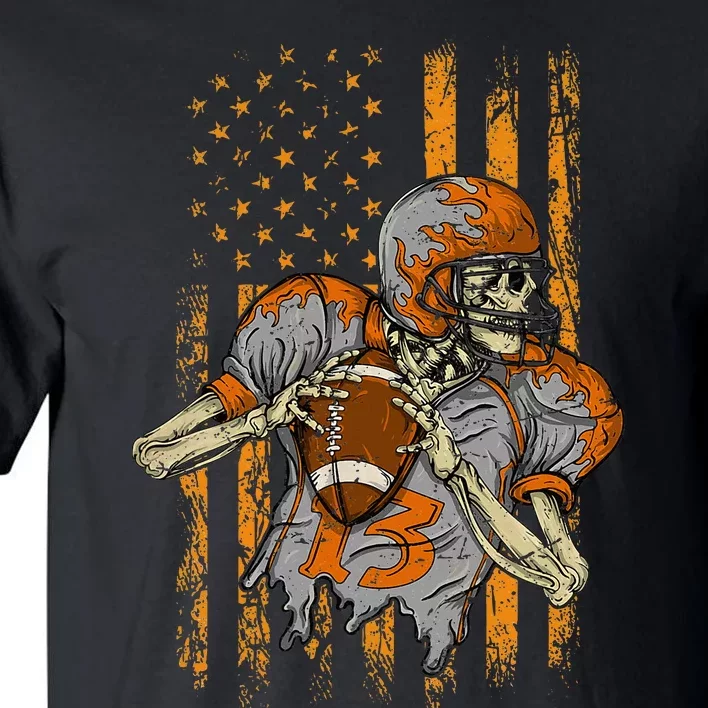 Us Flag Football Skeleton Halloween For Kids Tall T-Shirt