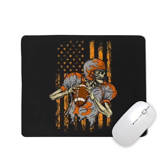 Us Flag Football Skeleton Halloween For Kids Mousepad