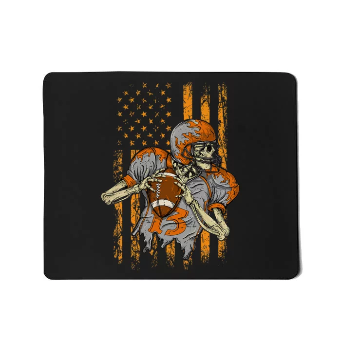 Us Flag Football Skeleton Halloween For Kids Mousepad