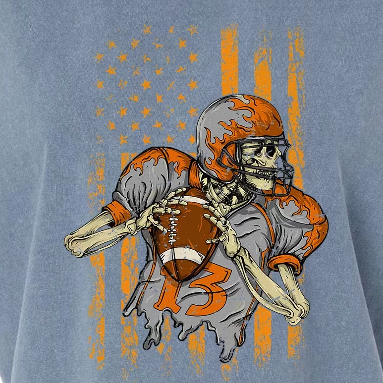 Us Flag Football Skeleton Halloween For Kids Garment-Dyed Women's Muscle Tee