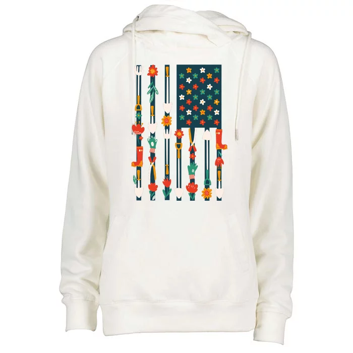 USA Flower Flag Garden Womens Funnel Neck Pullover Hood