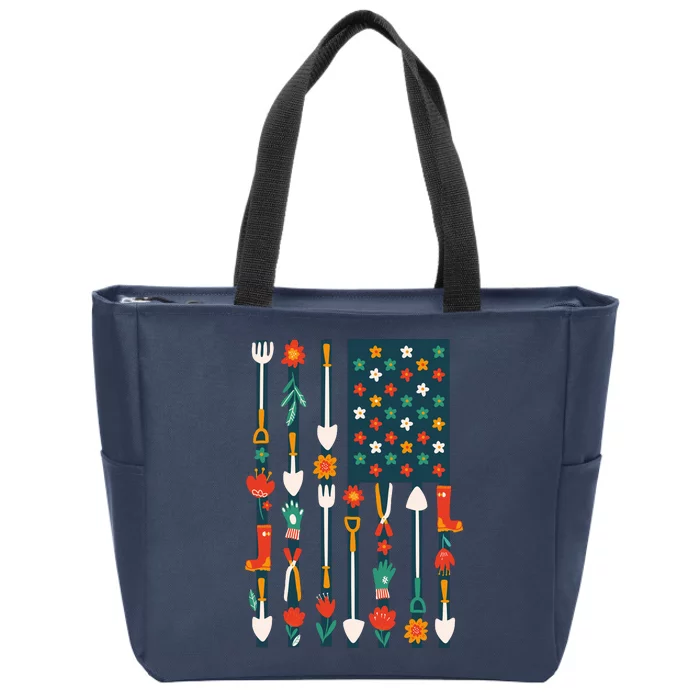 USA Flower Flag Garden Zip Tote Bag