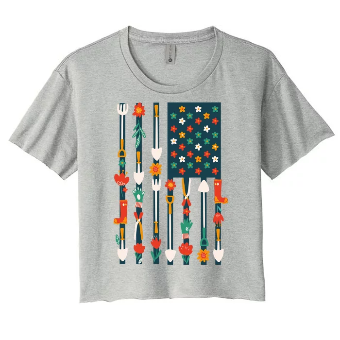 USA Flower Flag Garden Women's Crop Top Tee