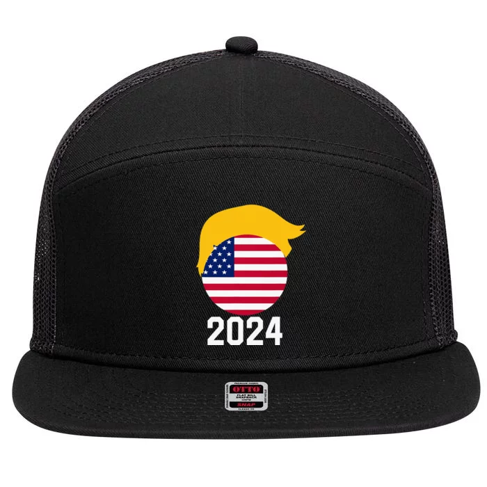 Usa Flag For Trump Love 2024 Election President 7 Panel Mesh Trucker Snapback Hat