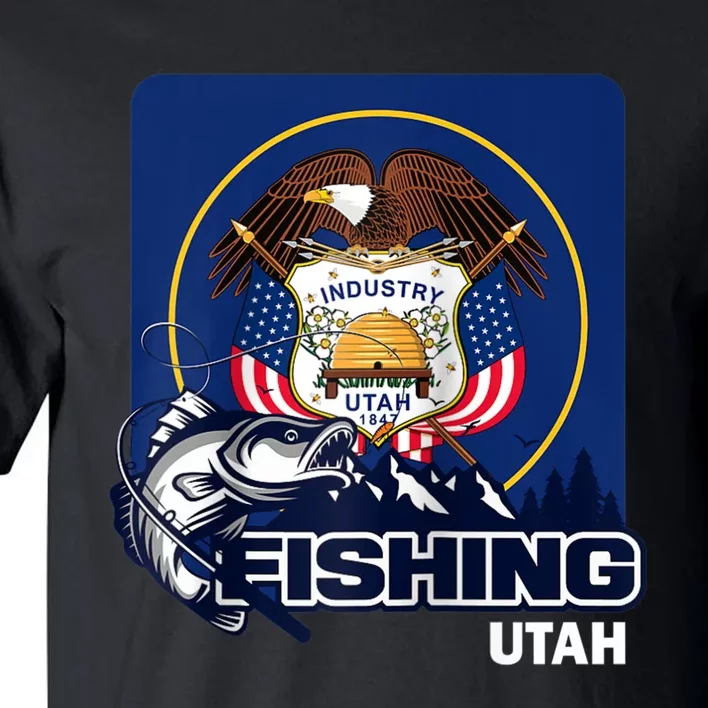 Utah Fishing Flag Of Utah Fishing In Utah Tall T-Shirt