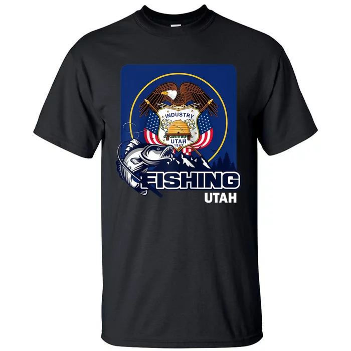 Utah Fishing Flag Of Utah Fishing In Utah Tall T-Shirt