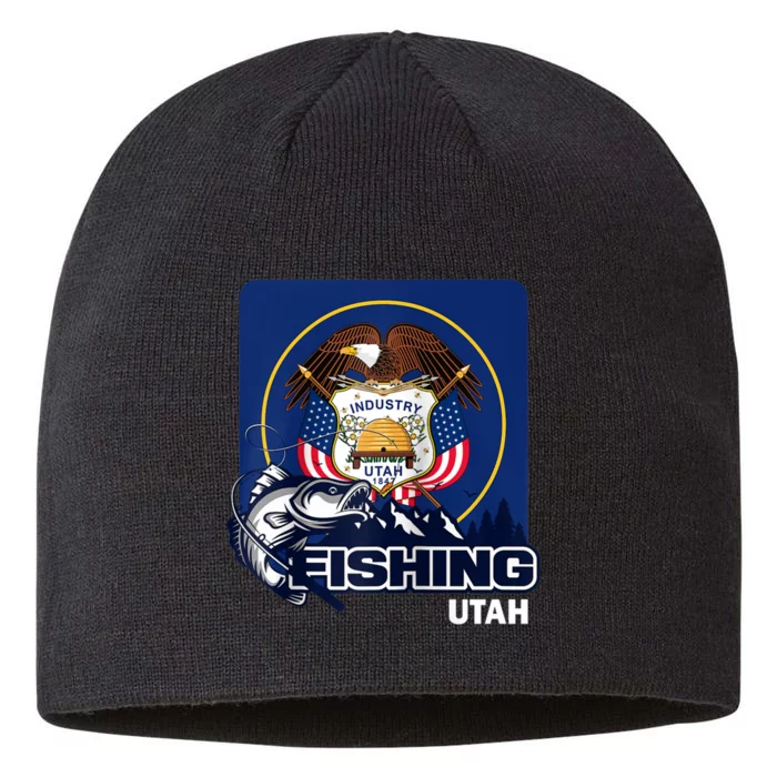 Utah Fishing Flag Of Utah Fishing In Utah 8 1/2in Sustainable Knit Beanie