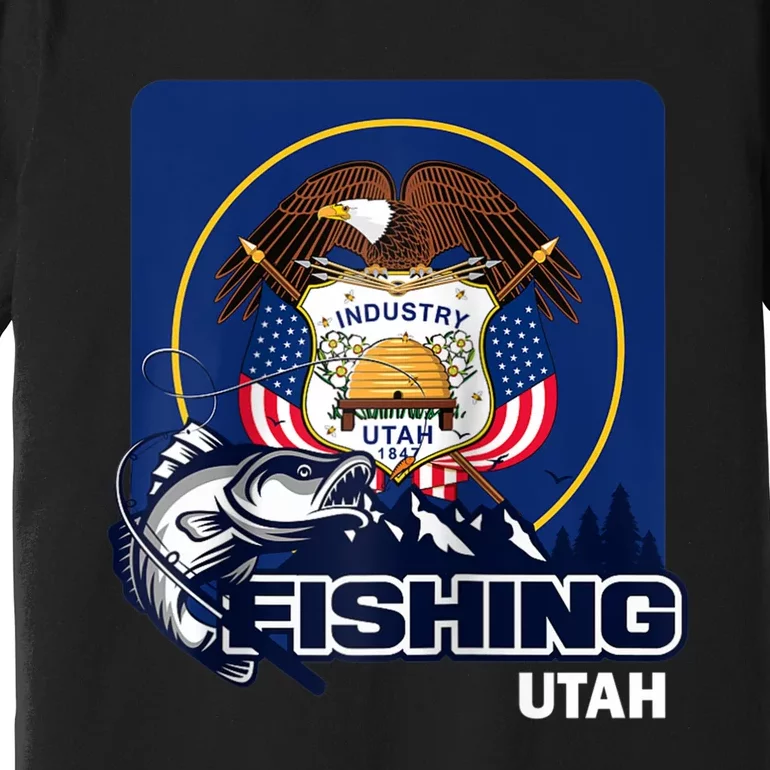 Utah Fishing Flag Of Utah Fishing In Utah Premium T-Shirt