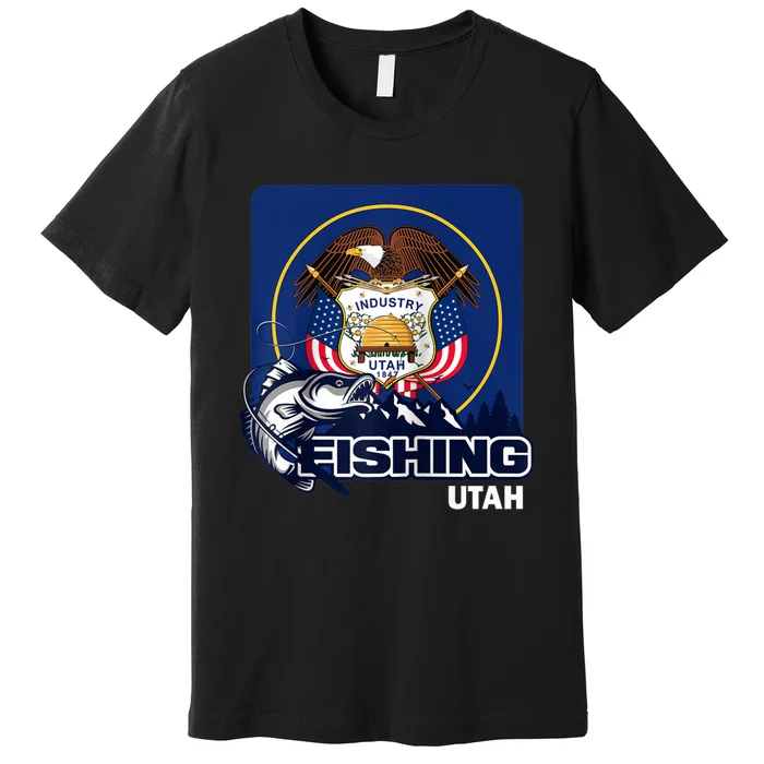 Utah Fishing Flag Of Utah Fishing In Utah Premium T-Shirt