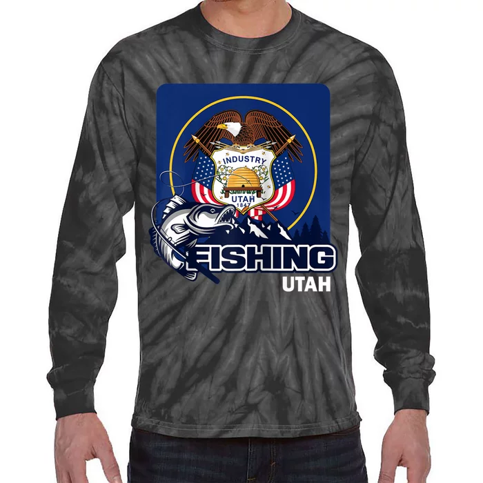 Utah Fishing Flag Of Utah Fishing In Utah Tie-Dye Long Sleeve Shirt