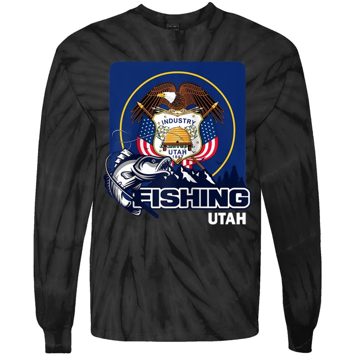 Utah Fishing Flag Of Utah Fishing In Utah Tie-Dye Long Sleeve Shirt