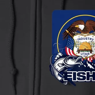 Utah Fishing Flag Of Utah Fishing In Utah Full Zip Hoodie