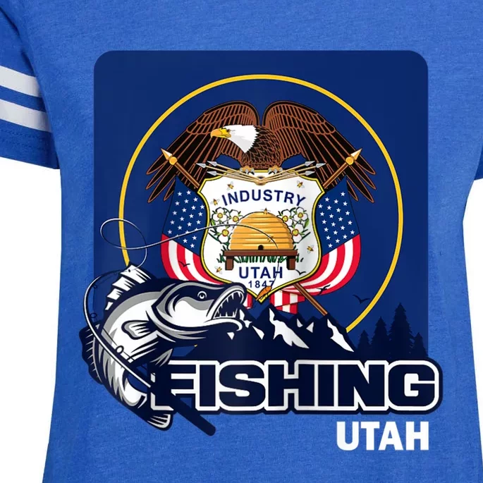 Utah Fishing Flag Of Utah Fishing In Utah Enza Ladies Jersey Football T-Shirt