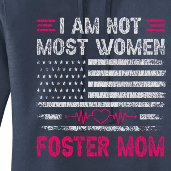 Us Flag Family Not Biological Adoptive Foster Mom Mother Cool Gift Women's Pullover Hoodie