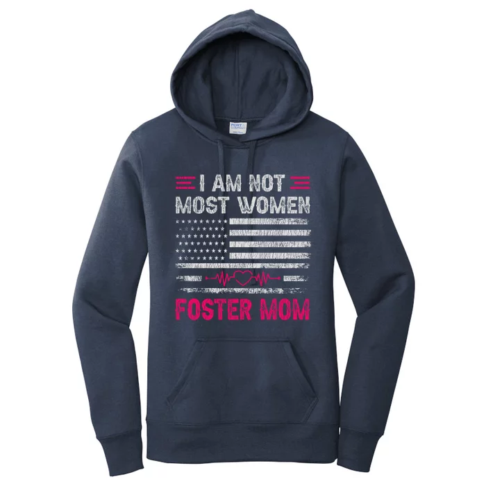 Us Flag Family Not Biological Adoptive Foster Mom Mother Cool Gift Women's Pullover Hoodie