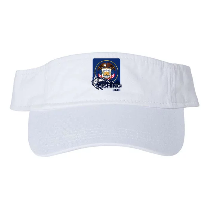 Utah Fishing Flag Of Utah Fishing In Utah Valucap Bio-Washed Visor