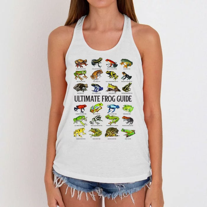 Ultimate Frog Guide Funny Frog Lover Species Guide Women's Knotted Racerback Tank