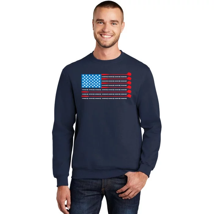 Usa Flag Golf Clubs & Golf Balls Patriotic Golf Gift Sweatshirt