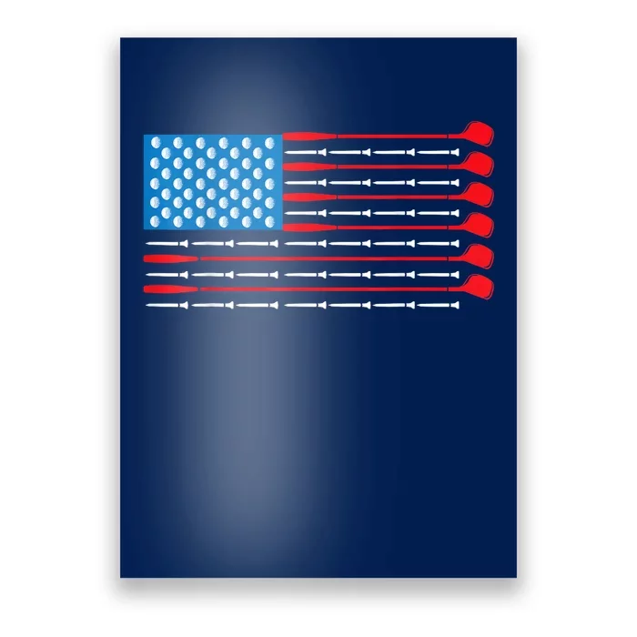 Usa Flag Golf Clubs & Golf Balls Patriotic Golf Gift Poster