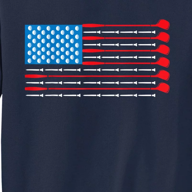 Usa Flag Golf Clubs & Golf Balls Patriotic Golf Gift Tall Sweatshirt