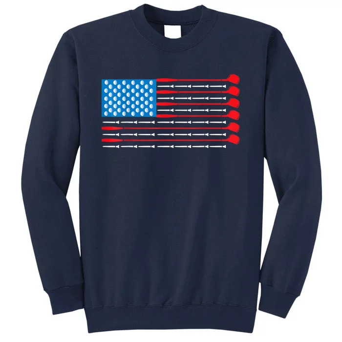 Usa Flag Golf Clubs & Golf Balls Patriotic Golf Gift Tall Sweatshirt