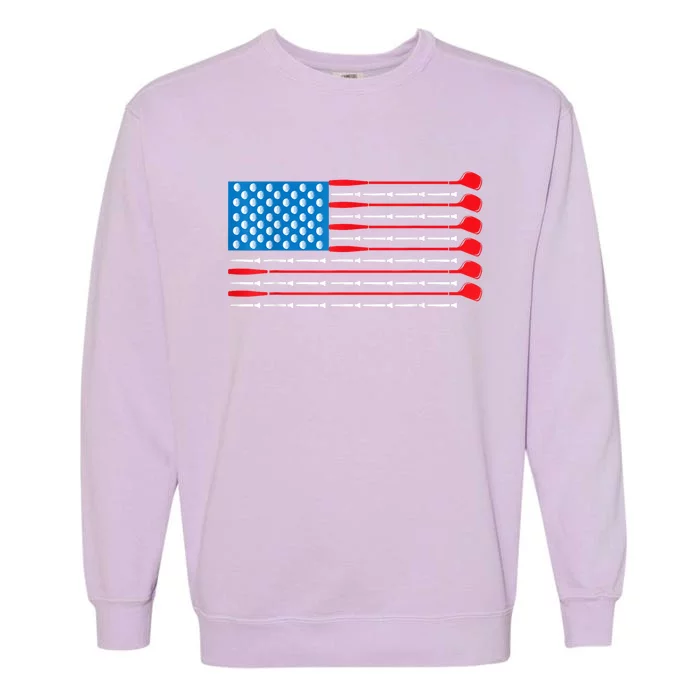 Usa Flag Golf Clubs & Golf Balls Patriotic Golf Gift Garment-Dyed Sweatshirt