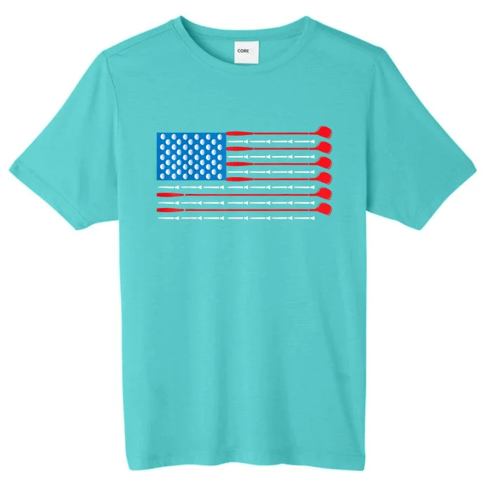 Usa Flag Golf Clubs & Golf Balls Patriotic Golf Gift ChromaSoft Performance T-Shirt