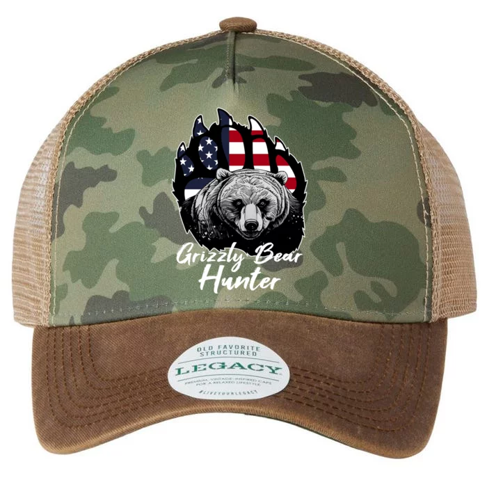 Us Flag Grizzly Bear Hunting Patriotic Hunters Gift Legacy Tie Dye Trucker Hat