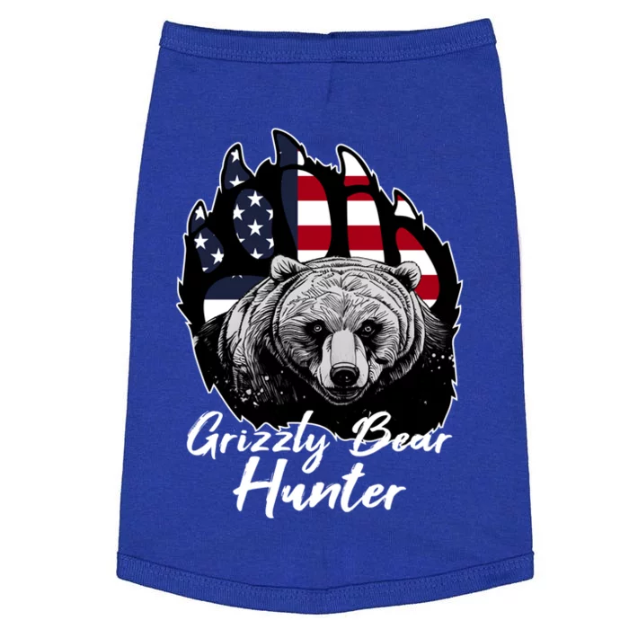 Us Flag Grizzly Bear Hunting Patriotic Hunters Gift Doggie Tank