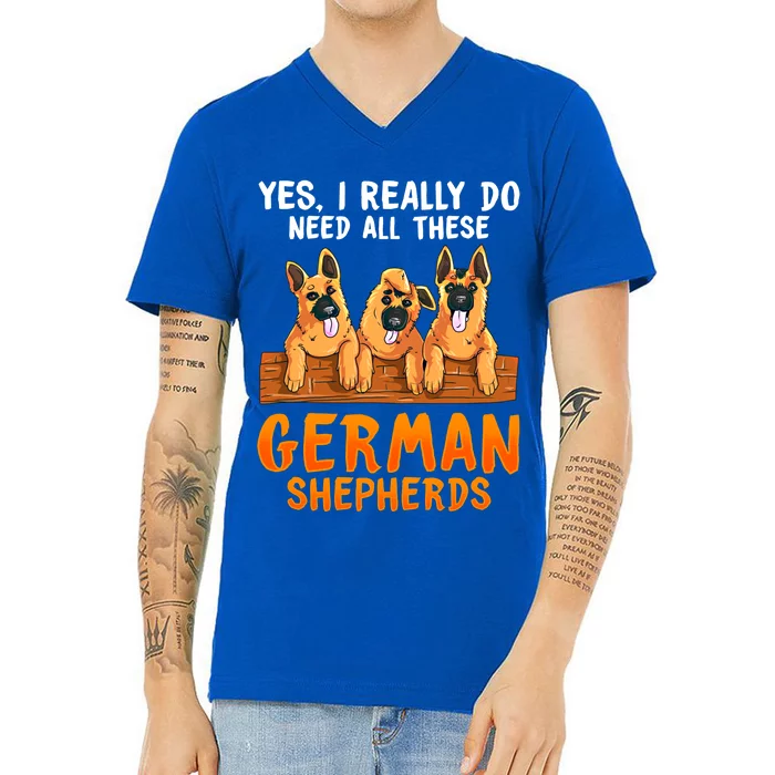 Unique Funny Gift For Ger Shepherd Lovers Moms Dads Sayings Gift V-Neck T-Shirt