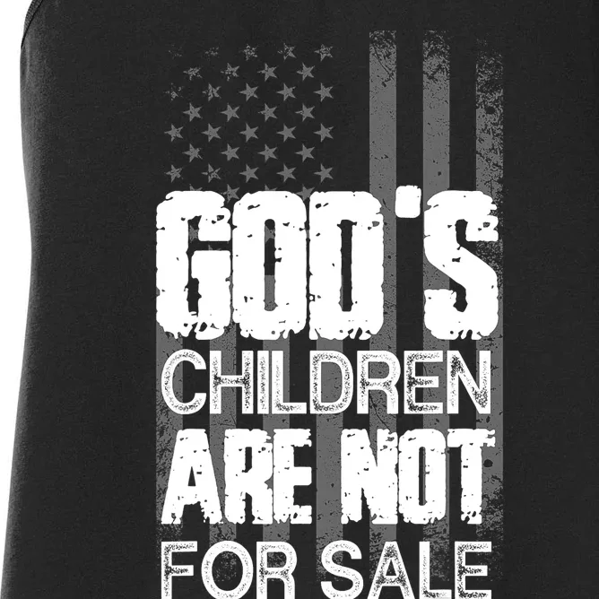 USA Flag GODS Children Are Not For Sale Women's Racerback Tank