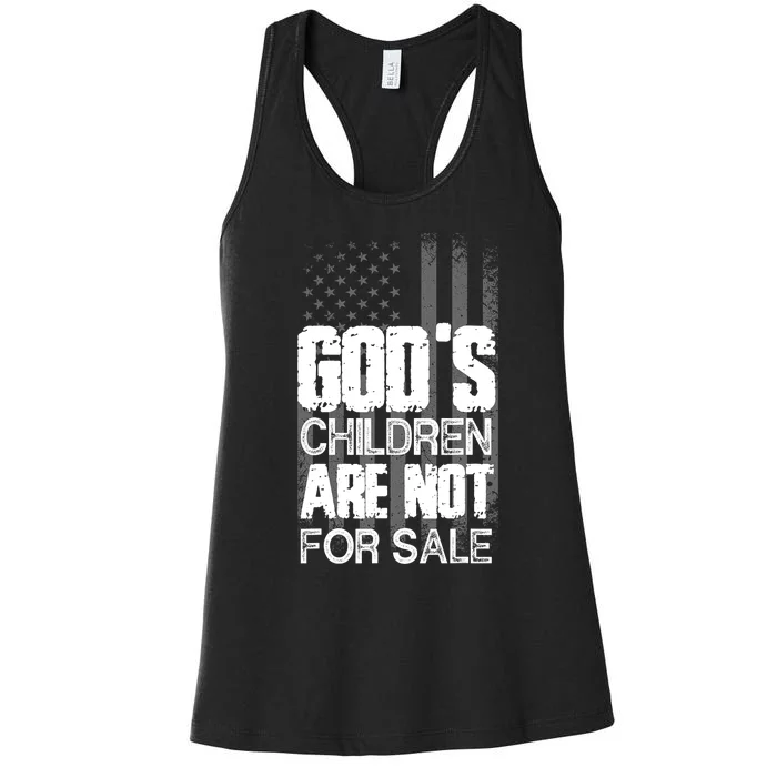 USA Flag GODS Children Are Not For Sale Women's Racerback Tank