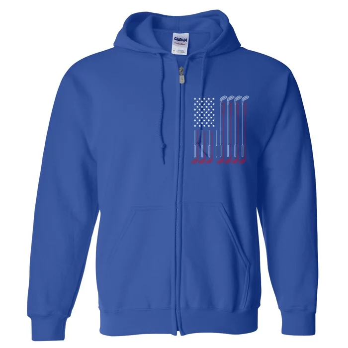 Us Flag Golfer Golfing Sport Golf Course American Pride Golf Cute Gift Full Zip Hoodie