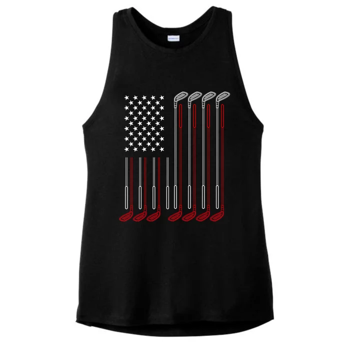 Us Flag Golfer Golfing Sport Golf Course American Pride Golf Gift Ladies Tri-Blend Wicking Tank