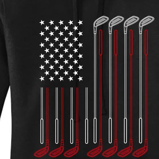 Us Flag Golfer Golfing Sport Golf Course American Pride Golf Gift Women's Pullover Hoodie