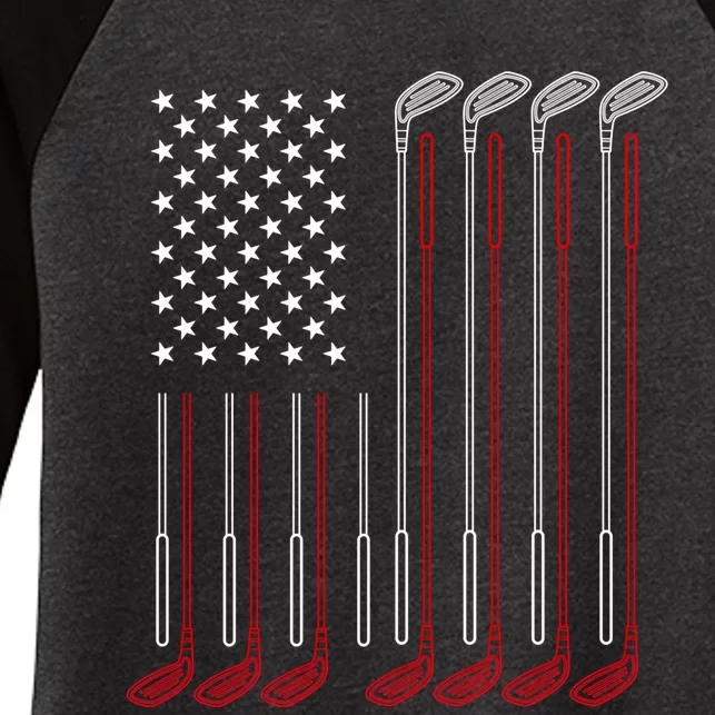 Us Flag Golfer Golfing Sport Golf Course American Pride Golf Gift Women's Tri-Blend 3/4-Sleeve Raglan Shirt