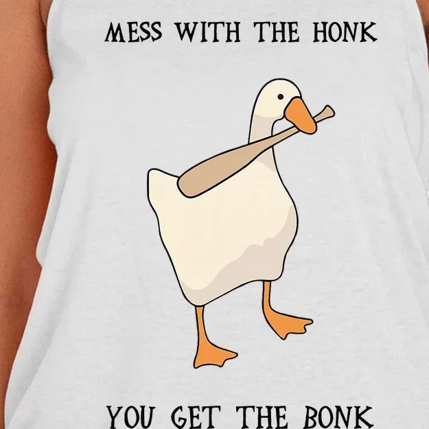 Untitled Funny Goose Game Meme Women's Knotted Racerback Tank