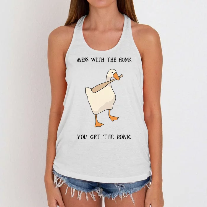 Untitled Funny Goose Game Meme Women's Knotted Racerback Tank