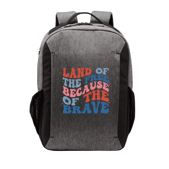 US Flag Groovy Land Of The Free Because Of The Brave Vector Backpack