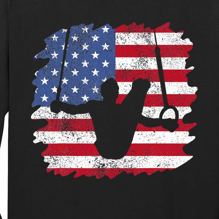 Usa Flag Gymnastics Rings I American Rings Gymnast Tall Long Sleeve T-Shirt