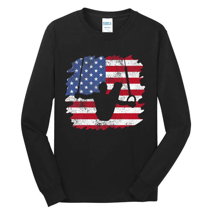 Usa Flag Gymnastics Rings I American Rings Gymnast Tall Long Sleeve T-Shirt